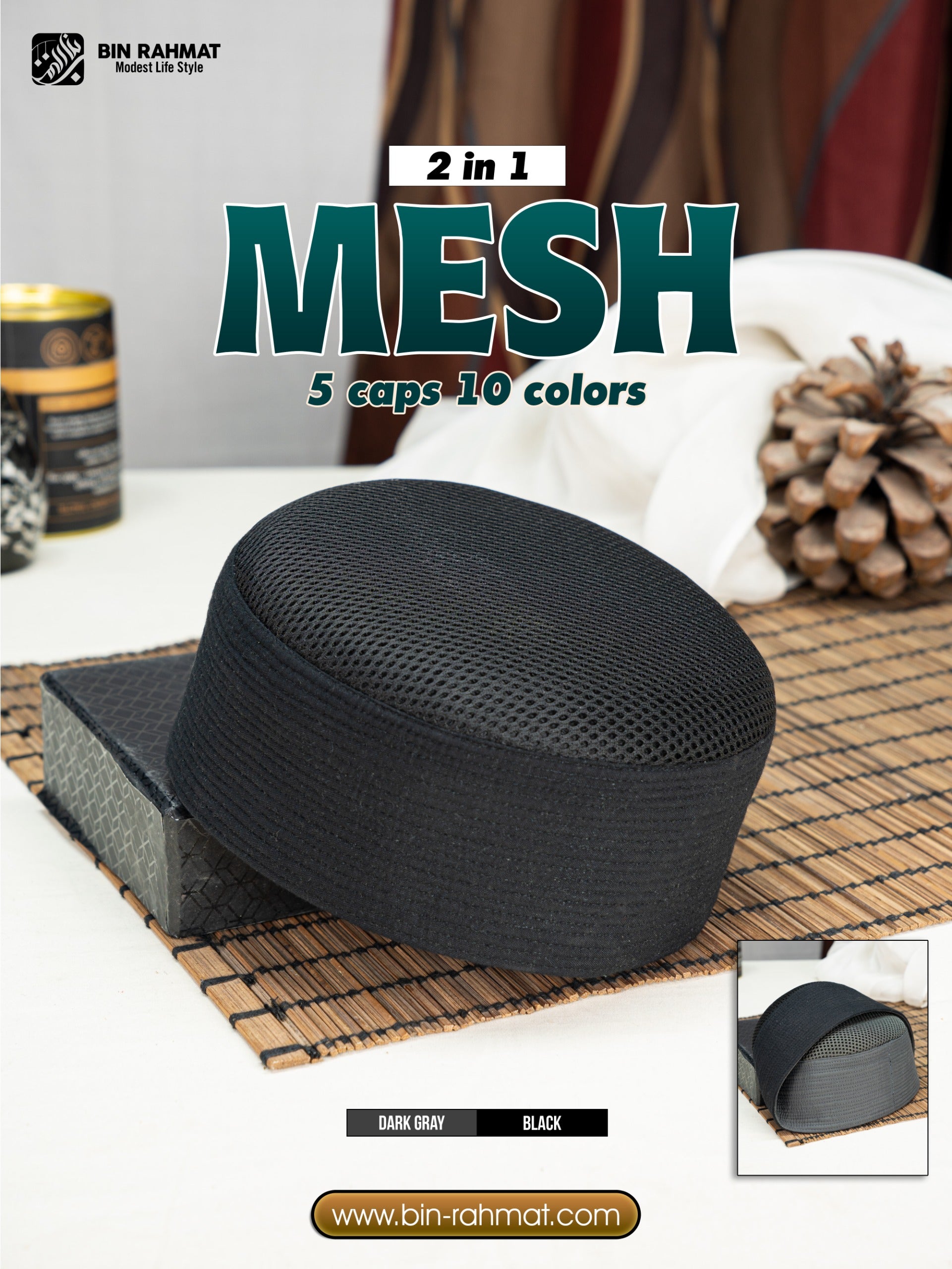Mesh Koofi 2 Color in One
