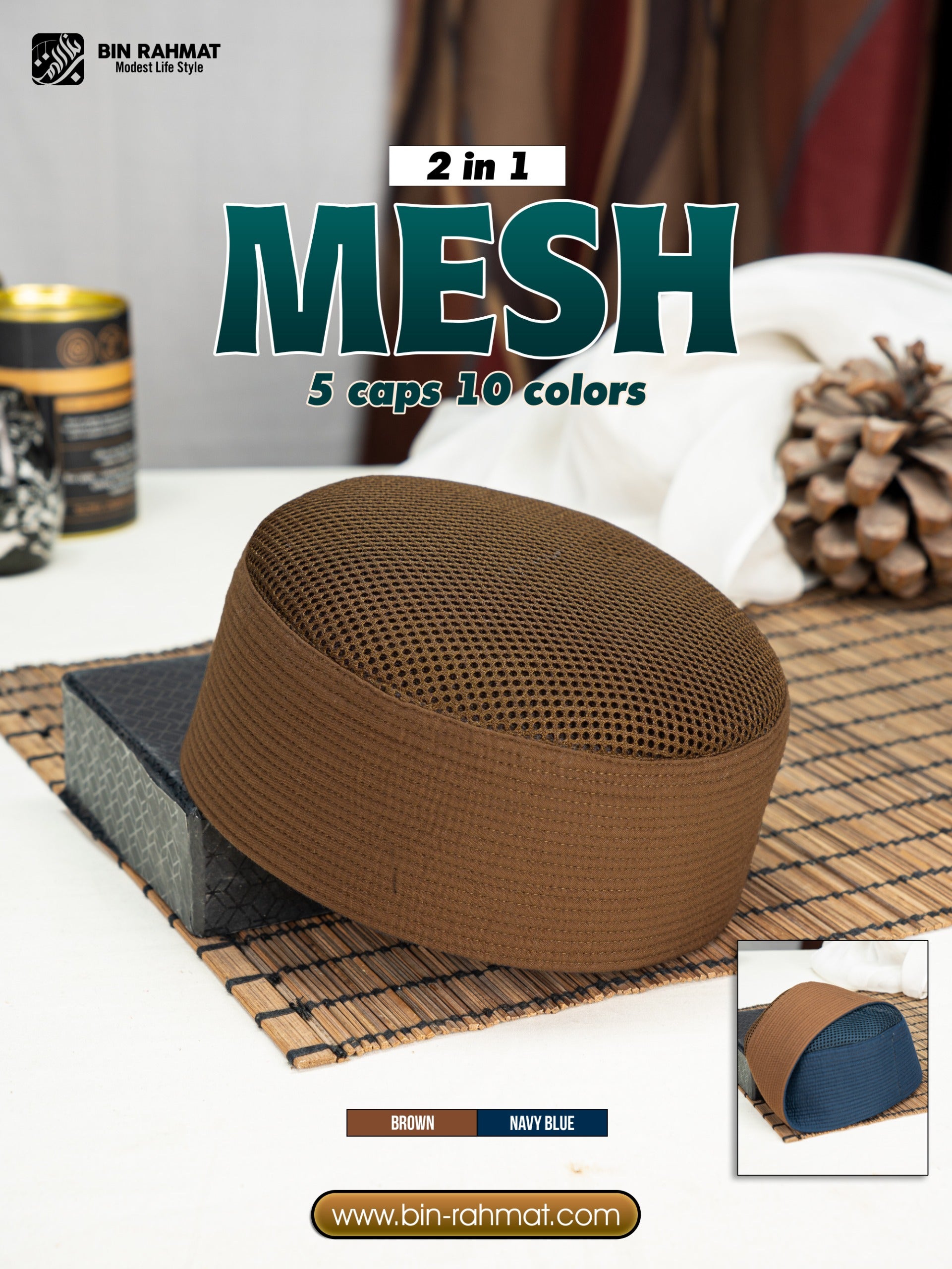 Mesh Koofi 2 Color in One
