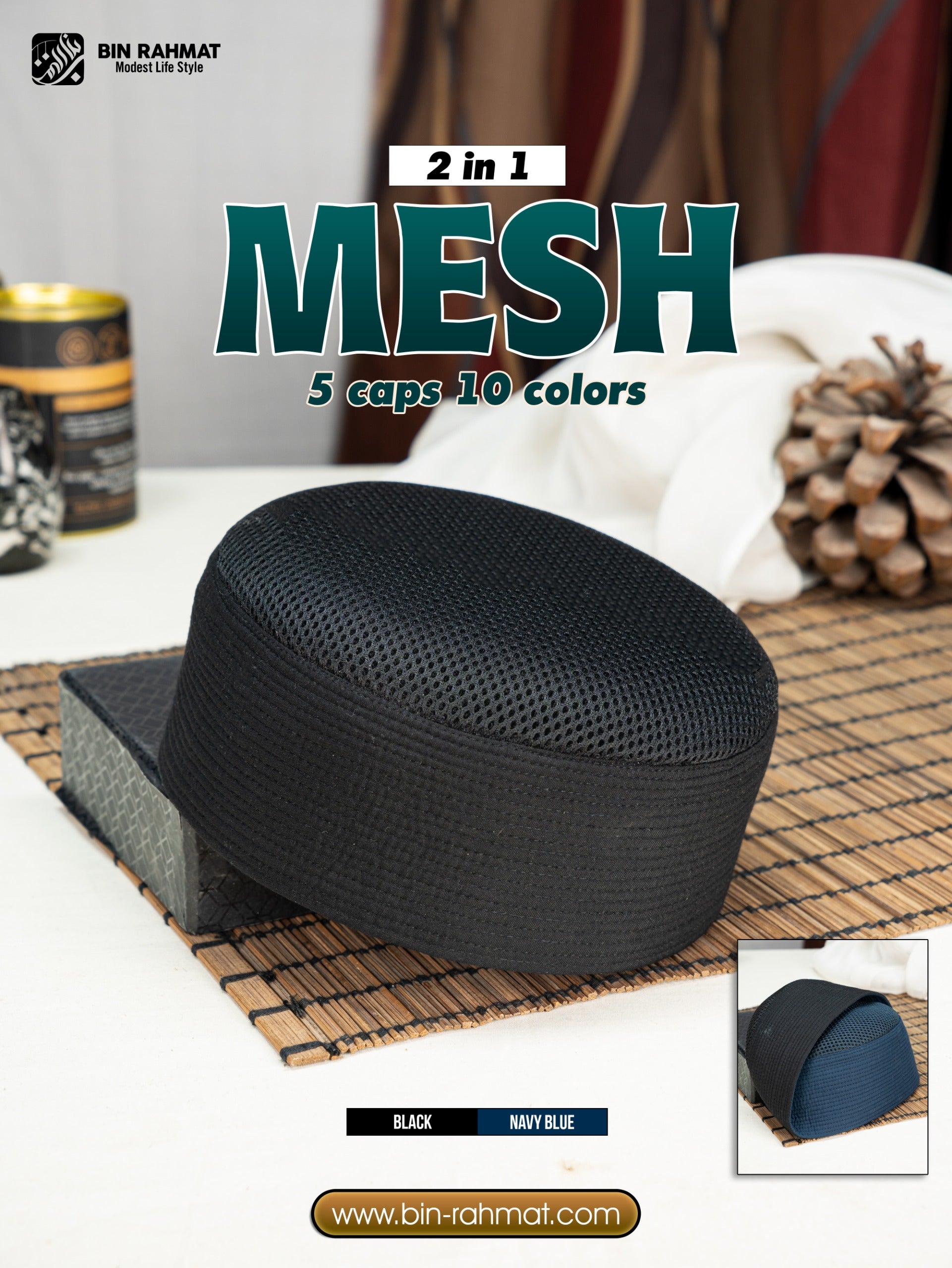 Mesh Koofi 2 Color in One