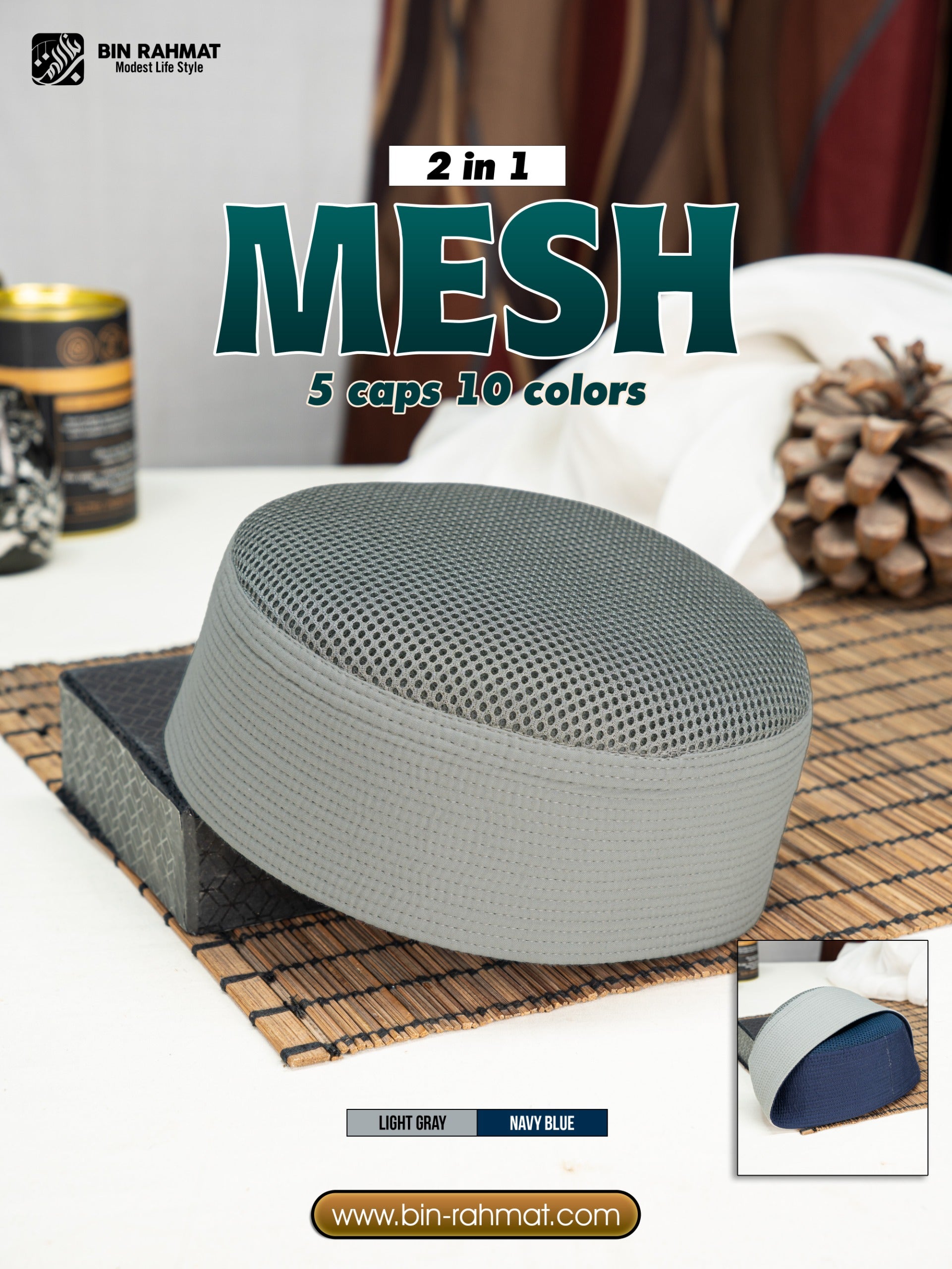 Mesh Koofi 2 Color in One