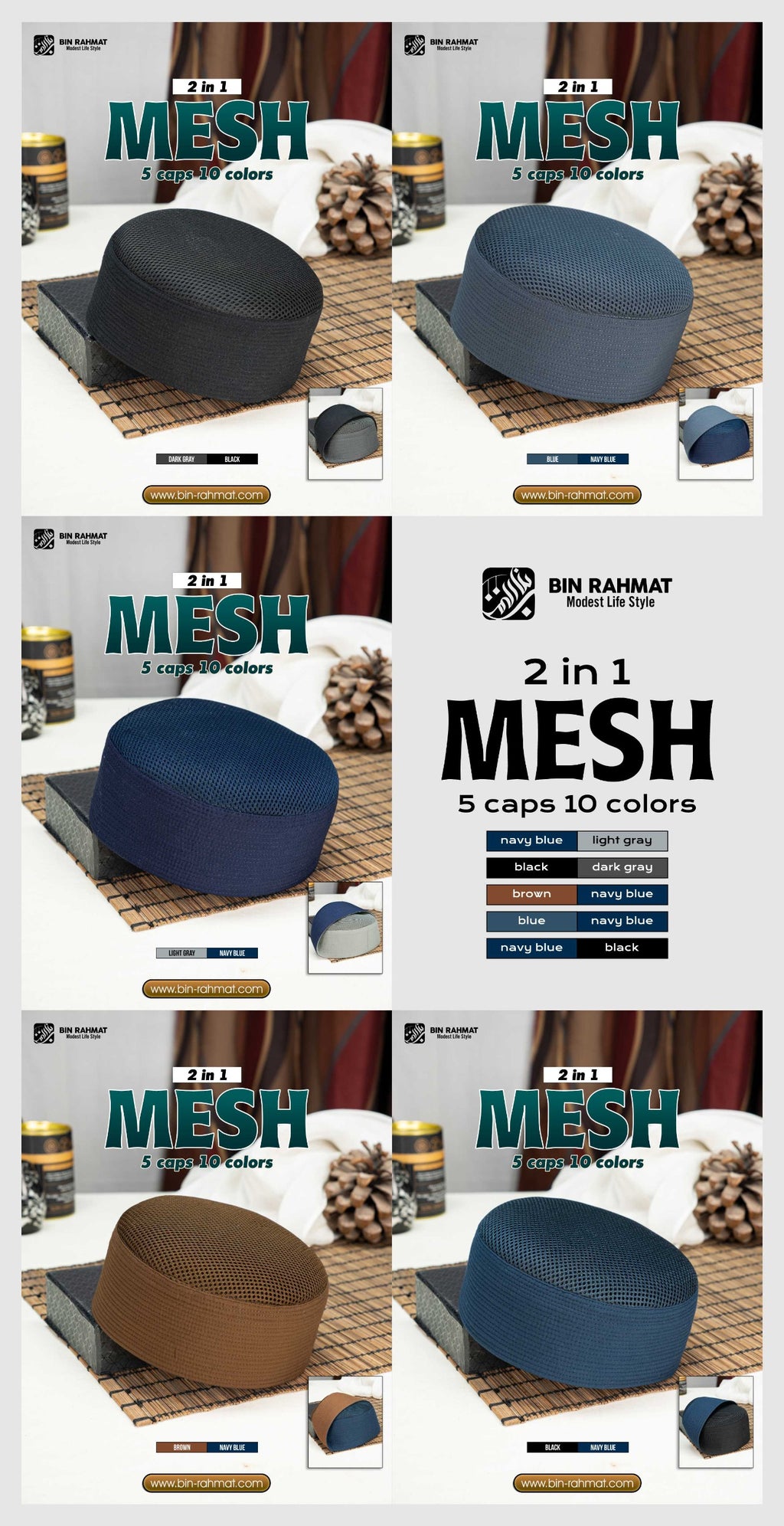 Mesh Koofi 2 Color in One